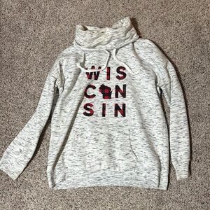 Wisconsin Funnel Neck Hoodie Sweatshirt – Size Large